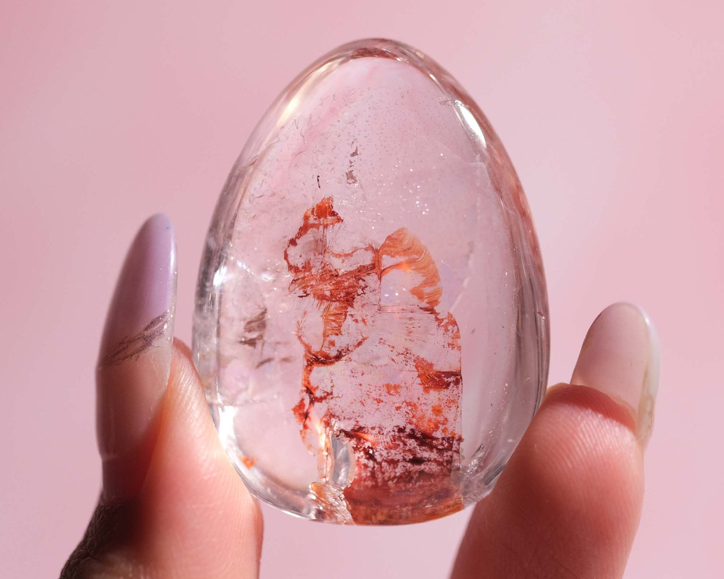 Red Hematoid in Quartz with Beautiful Rainbow Cabochon | 42RD