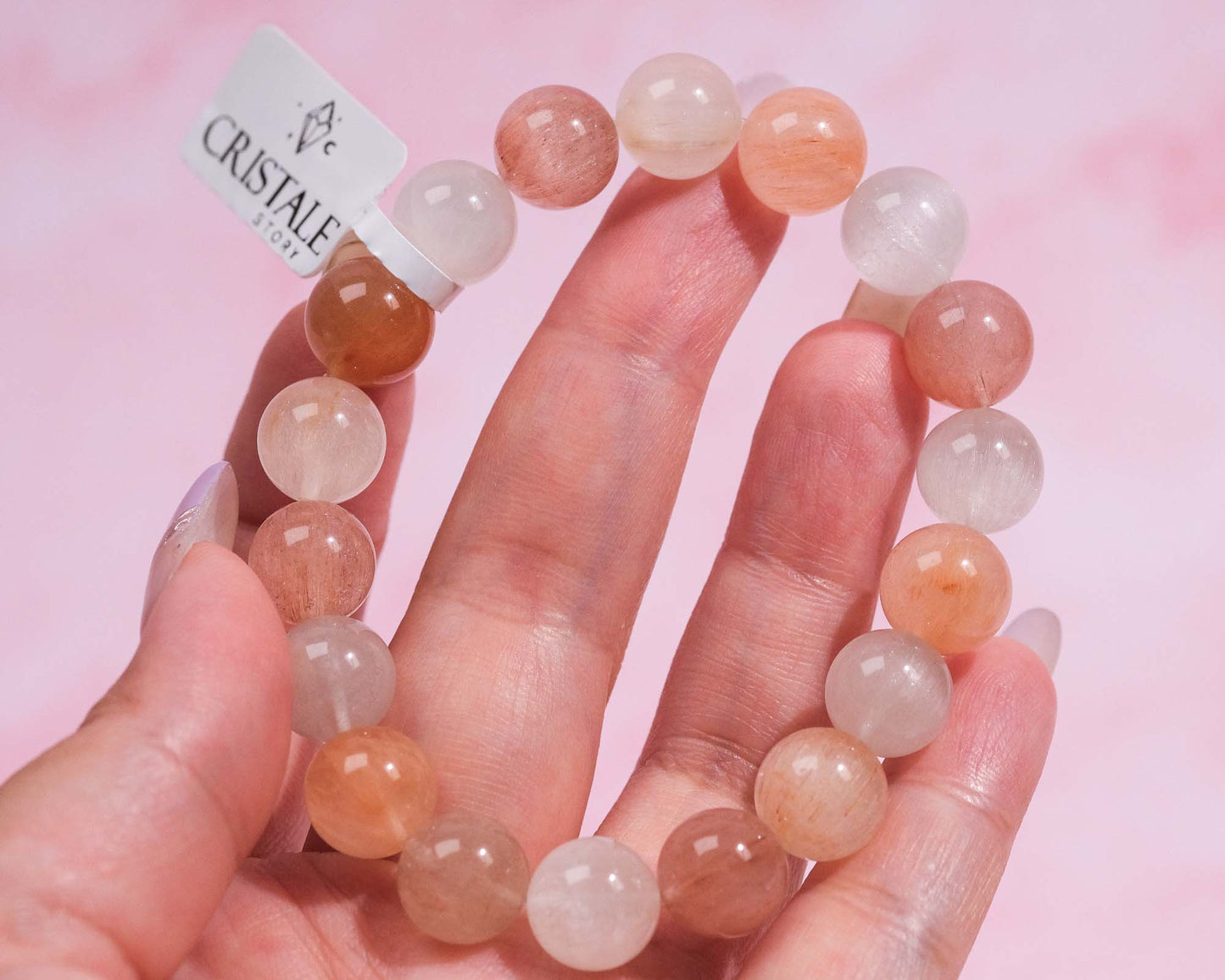 Rabbit Hair Quartz Bracelet (Pink Rutilated Quartz)