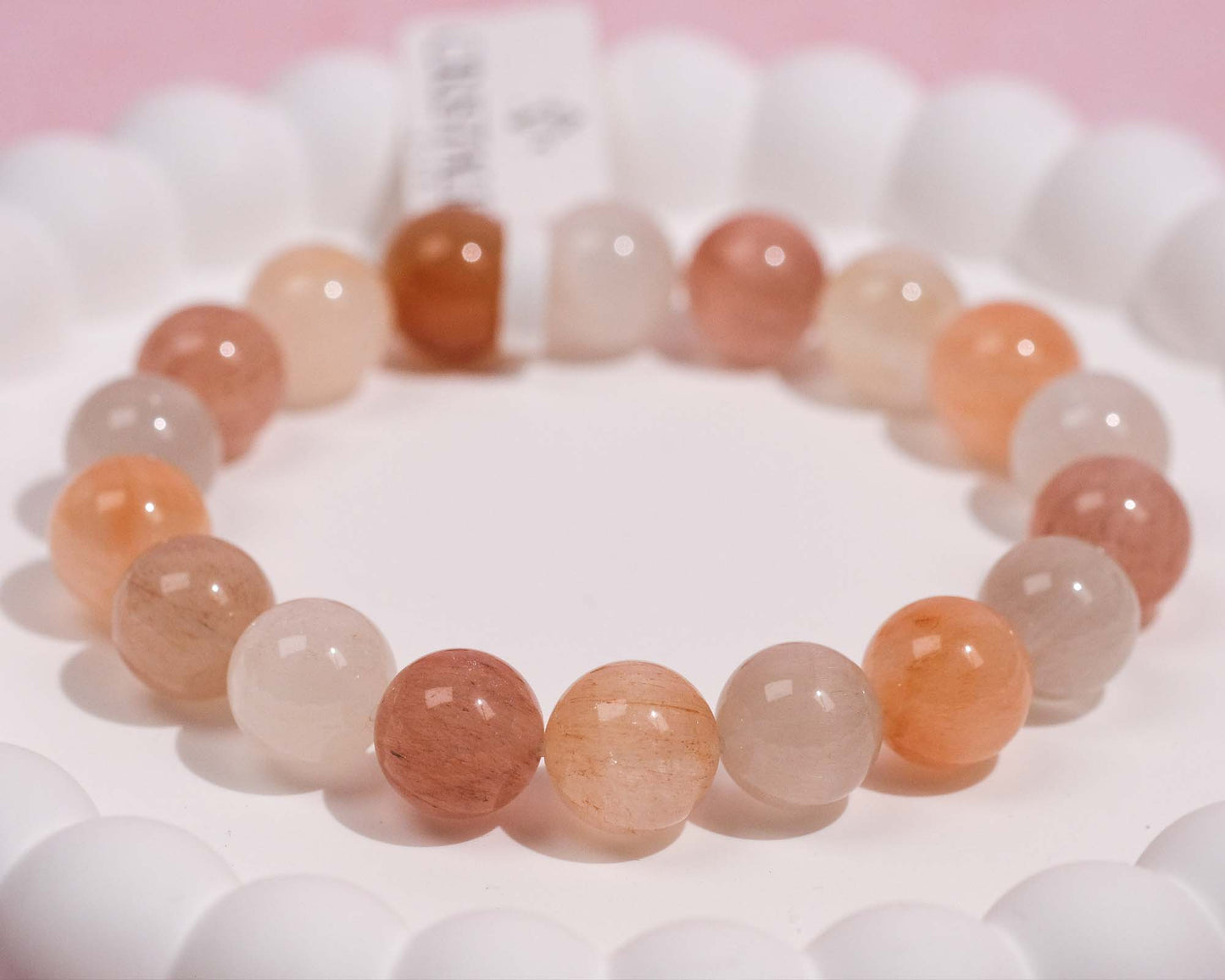 Rabbit Hair Quartz Bracelet (Pink Rutilated Quartz)