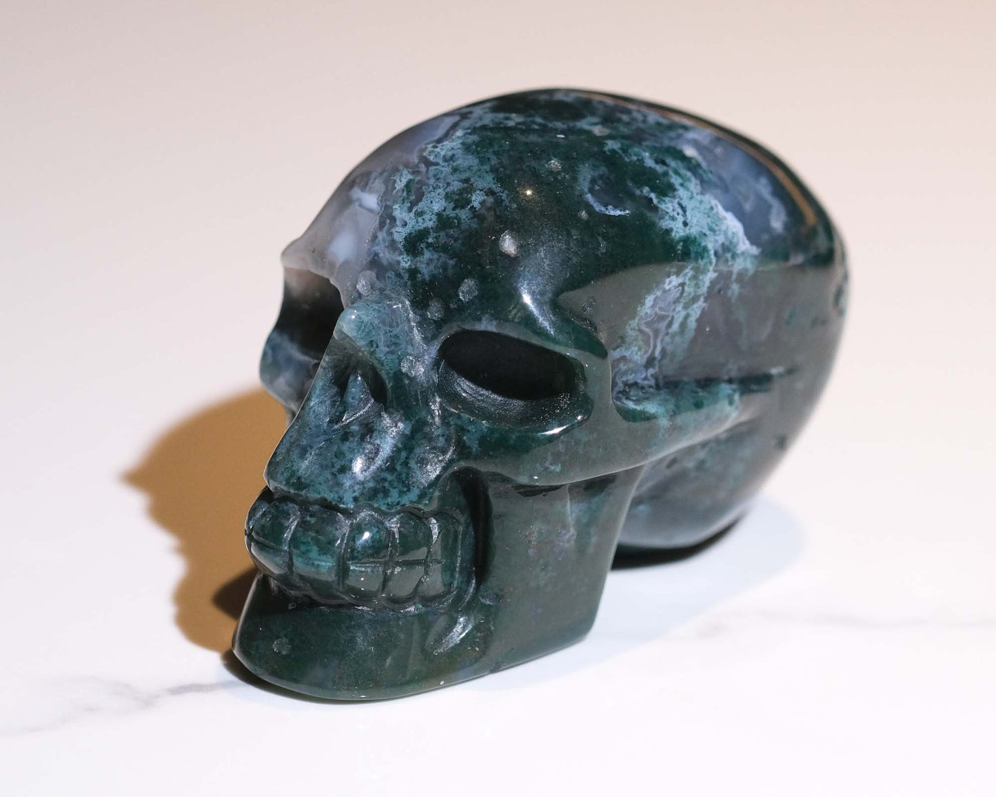 Moss Agate Skull