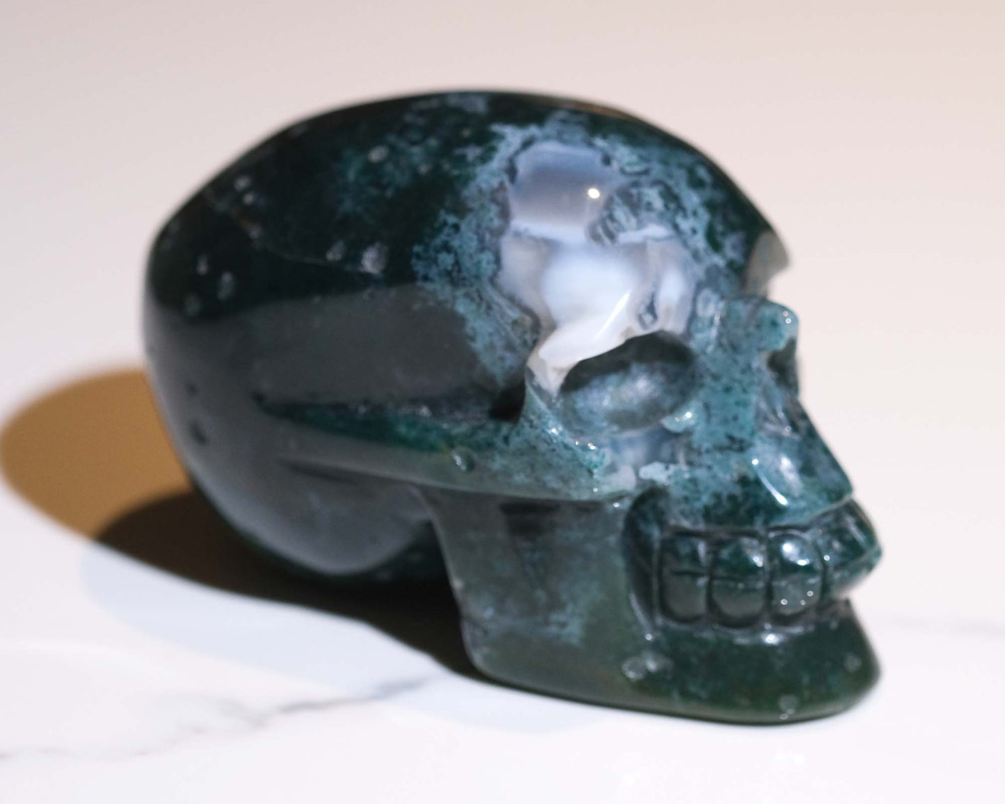 Moss Agate Skull