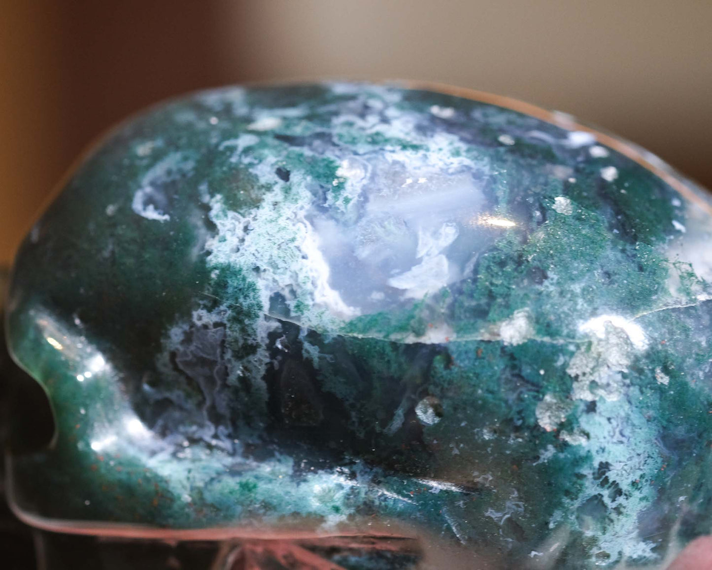 Moss Agate Skull