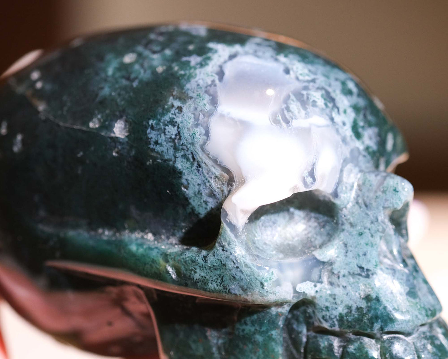 Moss Agate Skull