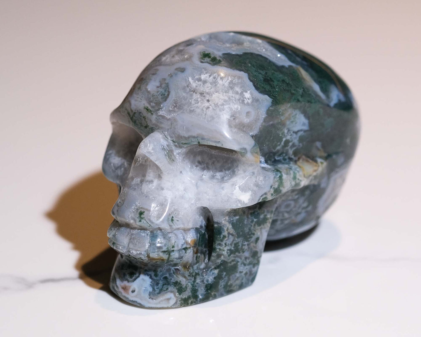 Moss Agate Skull