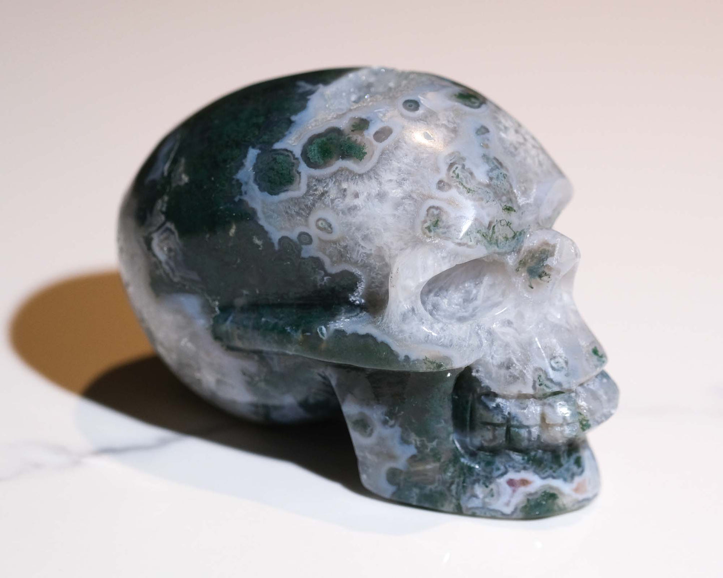 Moss Agate Skull