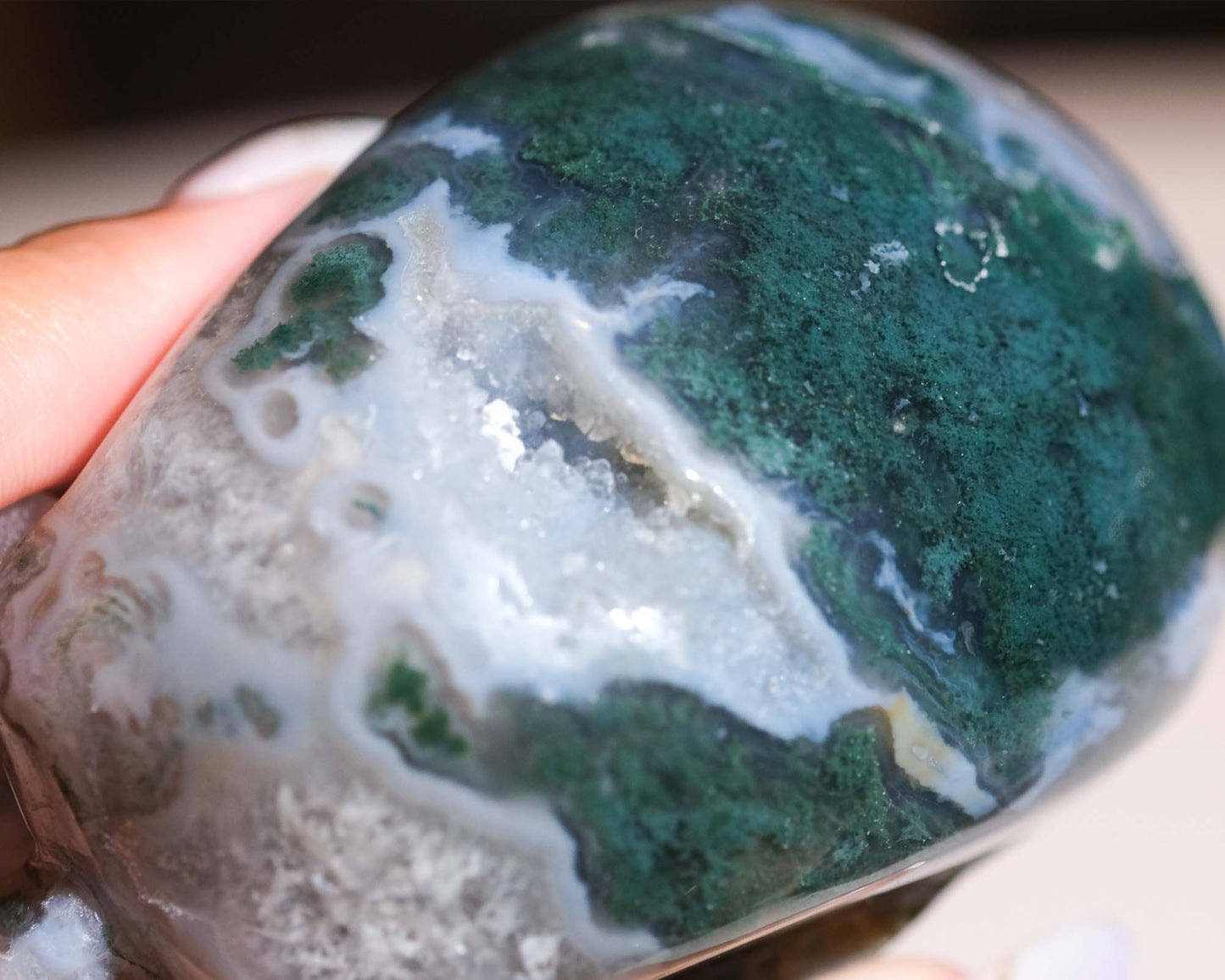 Moss Agate Skull