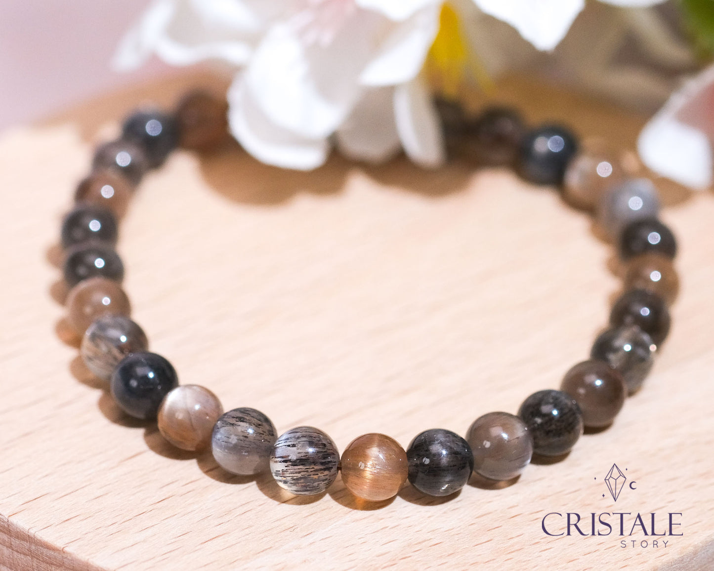 Black Skeletal Sunstone Bracelet