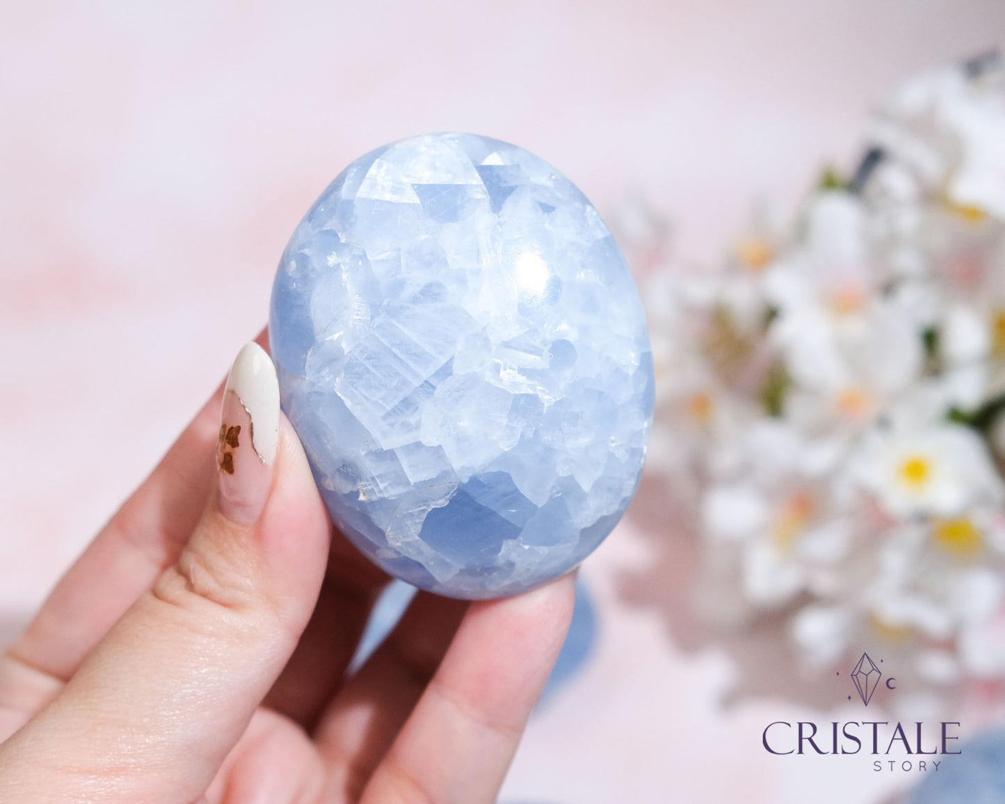 Blue Calcite Palm Stone