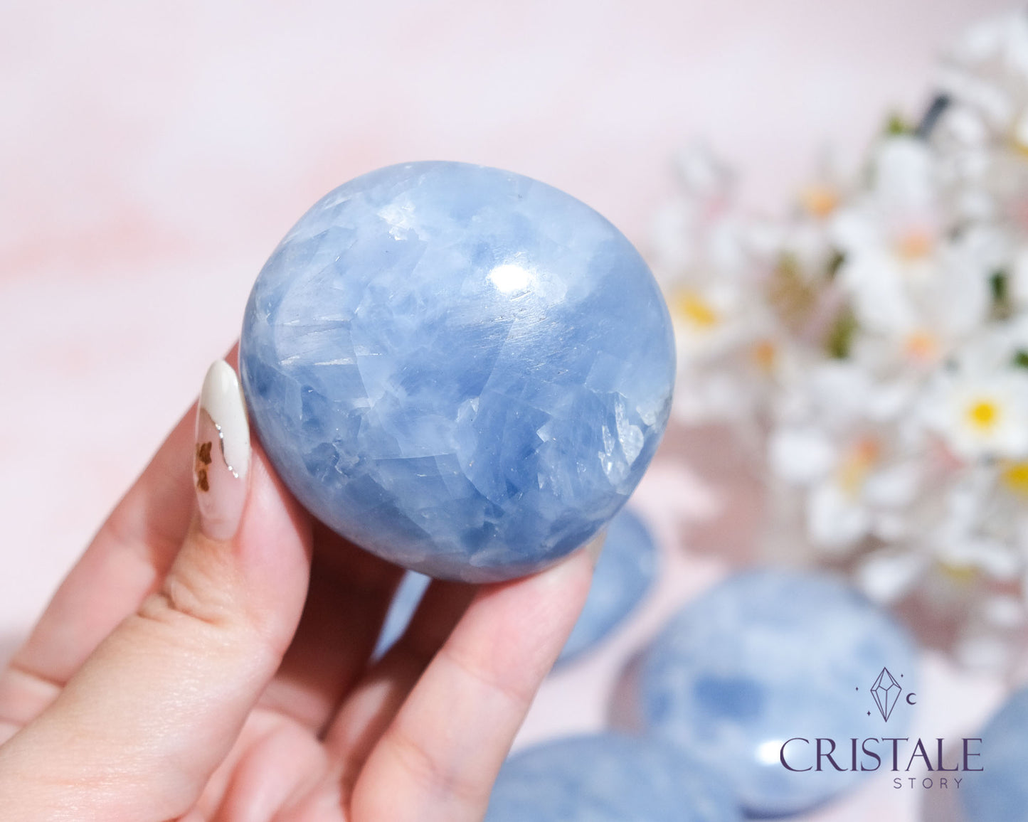 Blue Calcite Palm Stone