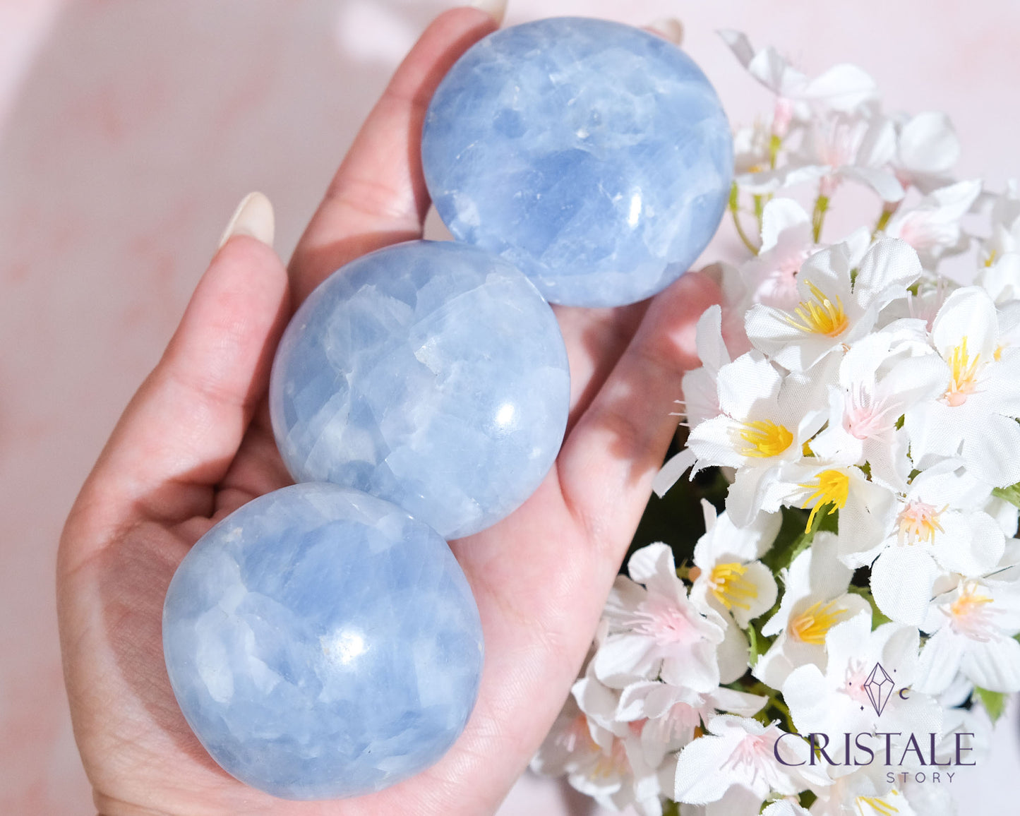 Blue Calcite Palm Stone