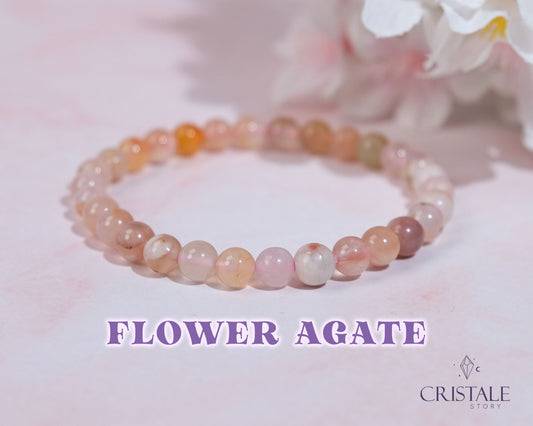 6mm Flower Agate Bracelet