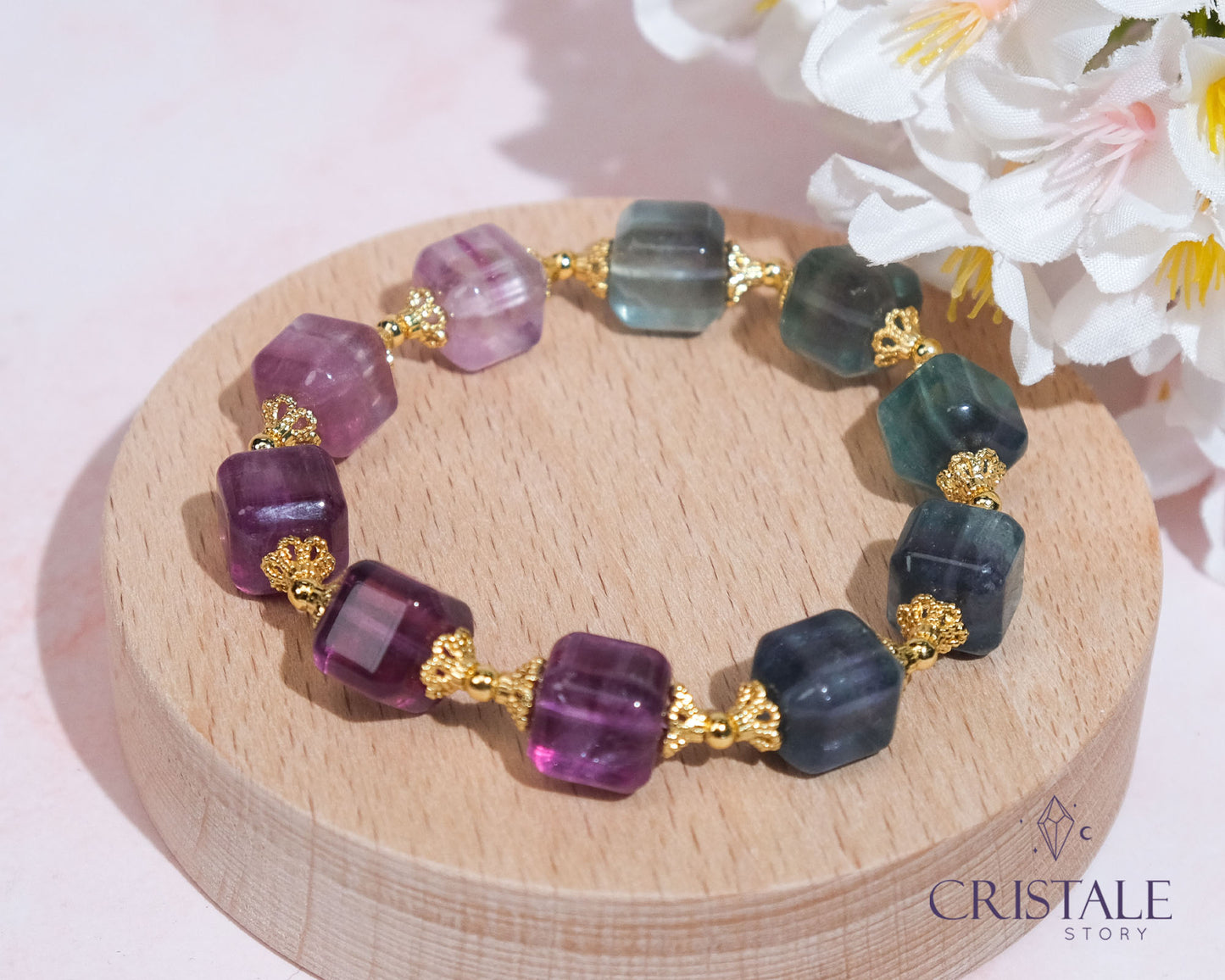 High Quality Fluorite Cube Bracelet