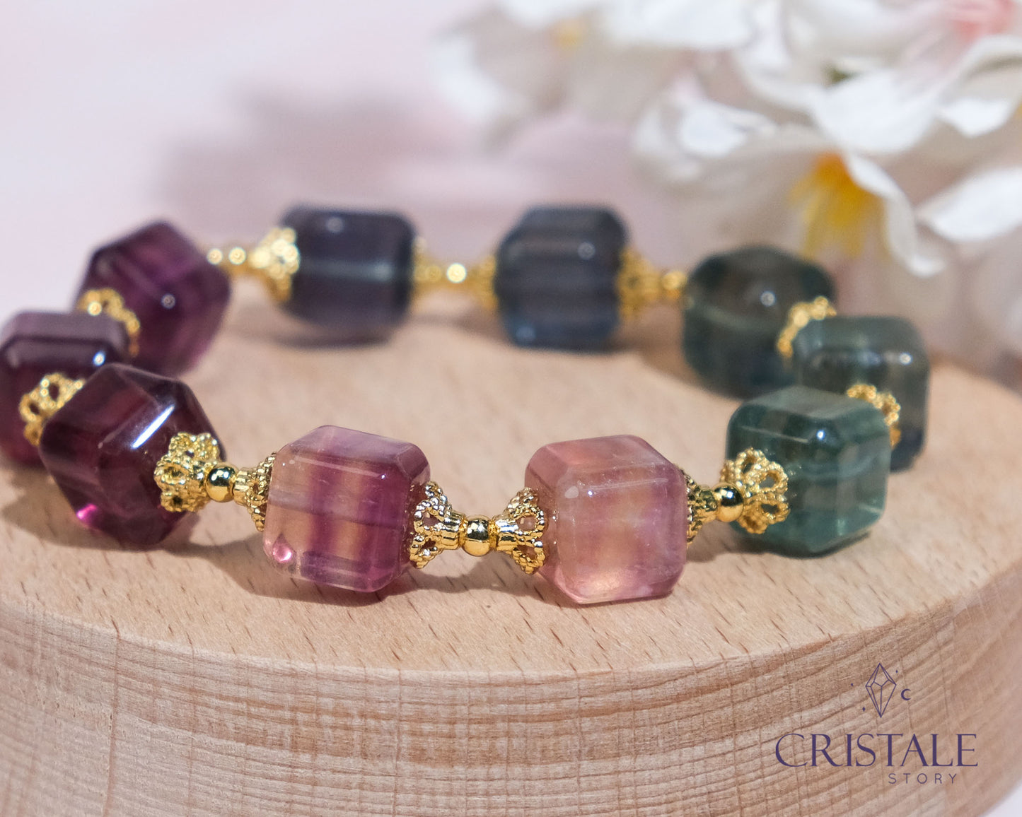 High Quality Fluorite Cube Bracelet