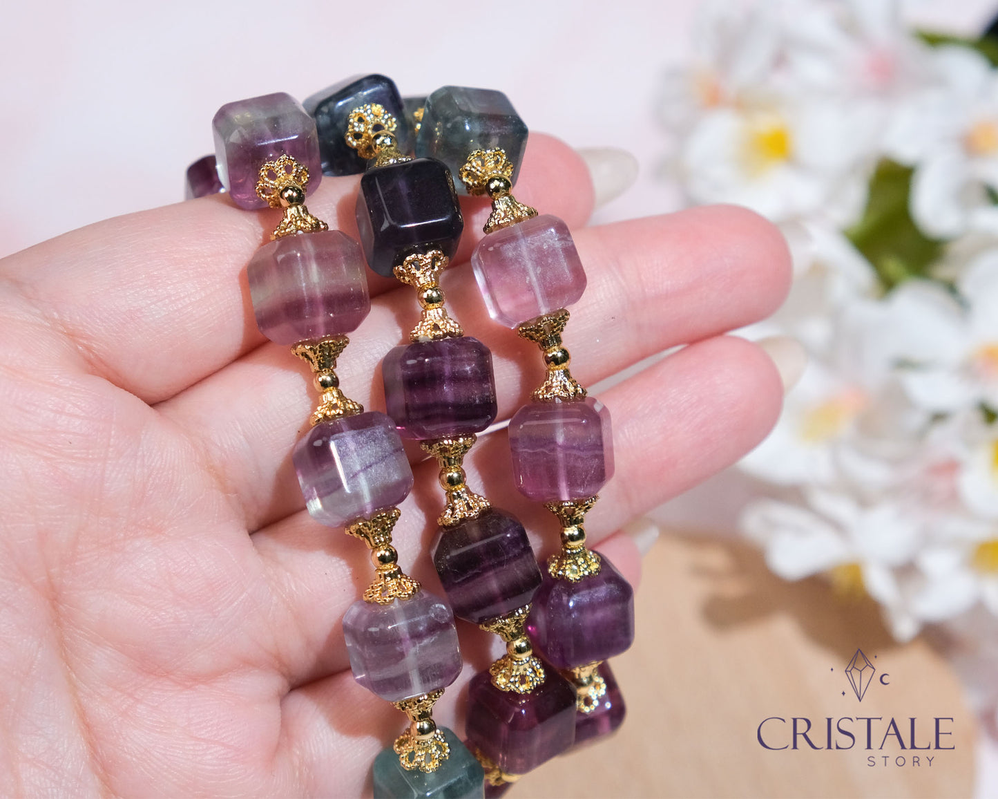 High Quality Fluorite Cube Bracelet