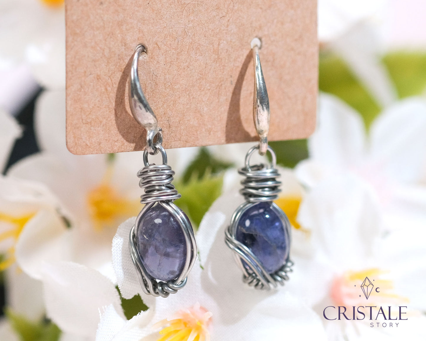 Iolite Wire Wrapped Earrings