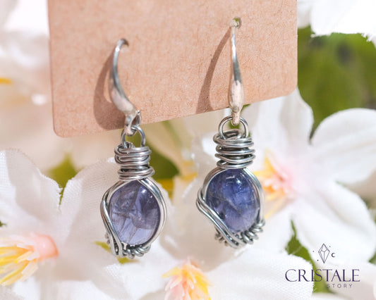 Iolite Wire Wrapped Earrings