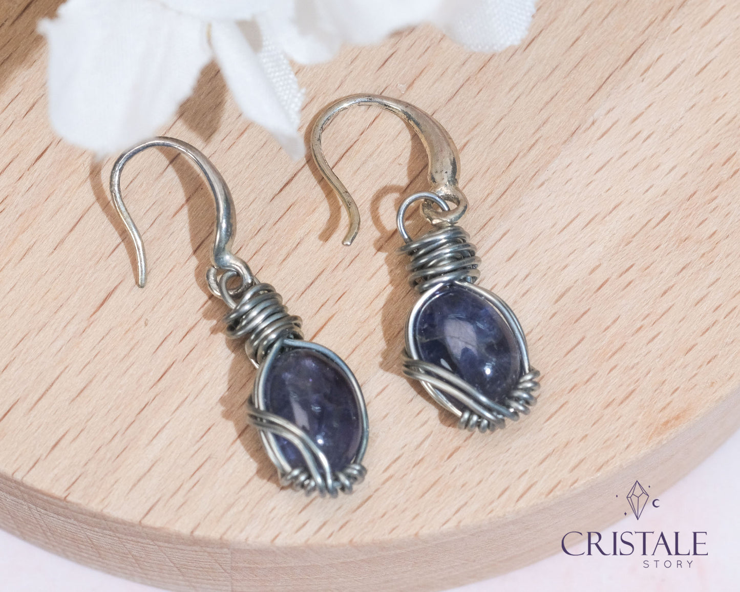 Iolite Wire Wrapped Earrings