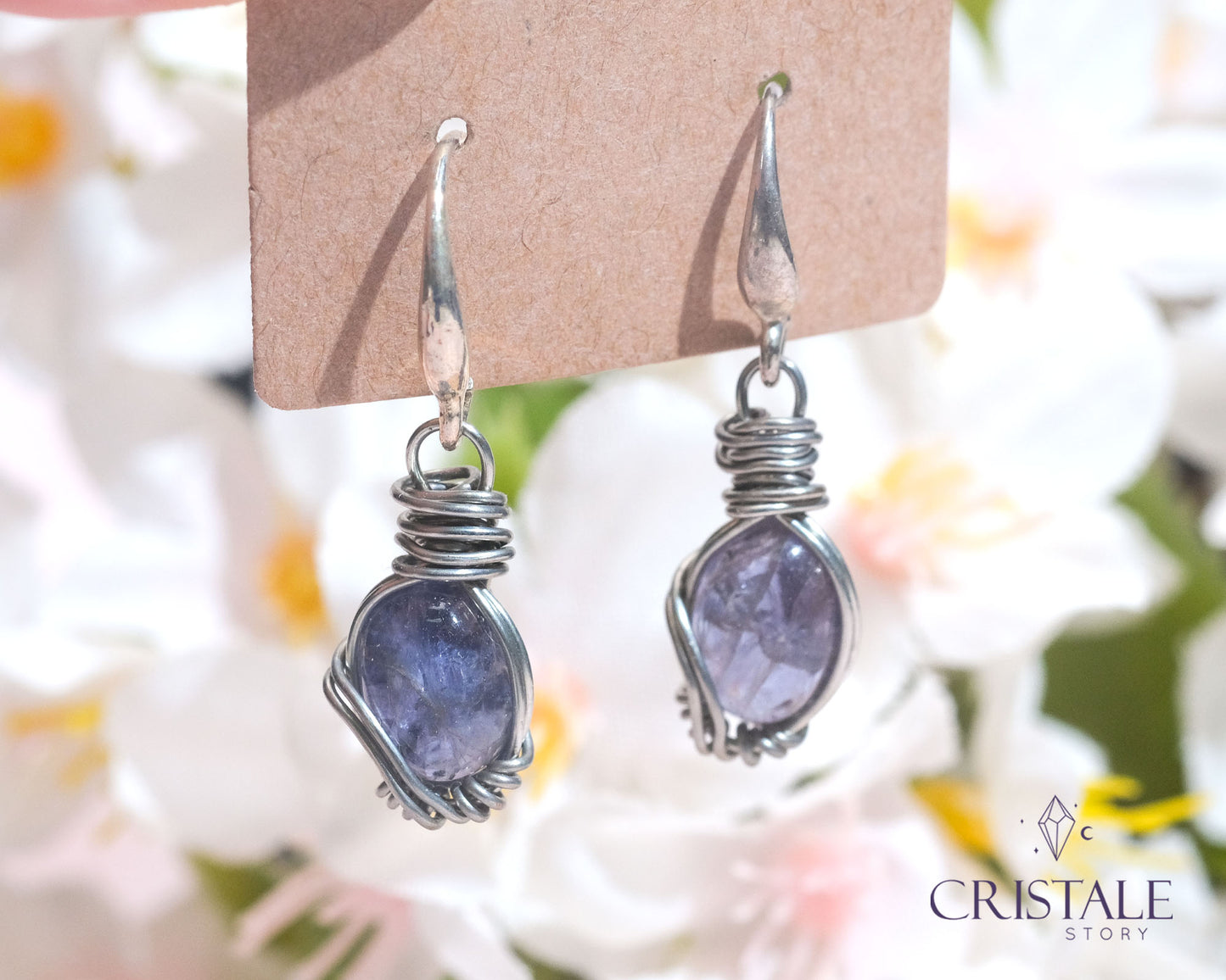 Iolite Wire Wrapped Earrings