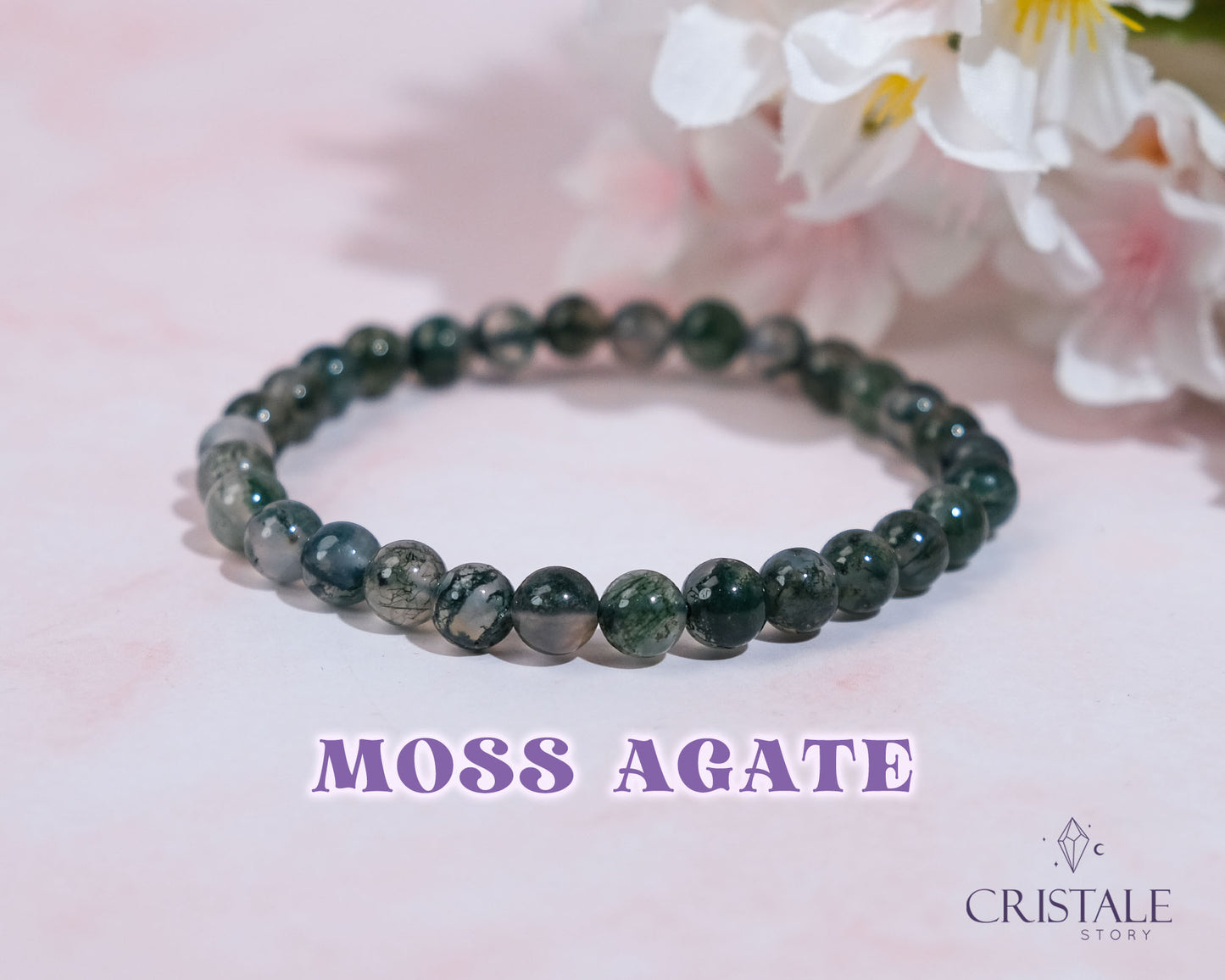 6mm Moss Agate Bracelet