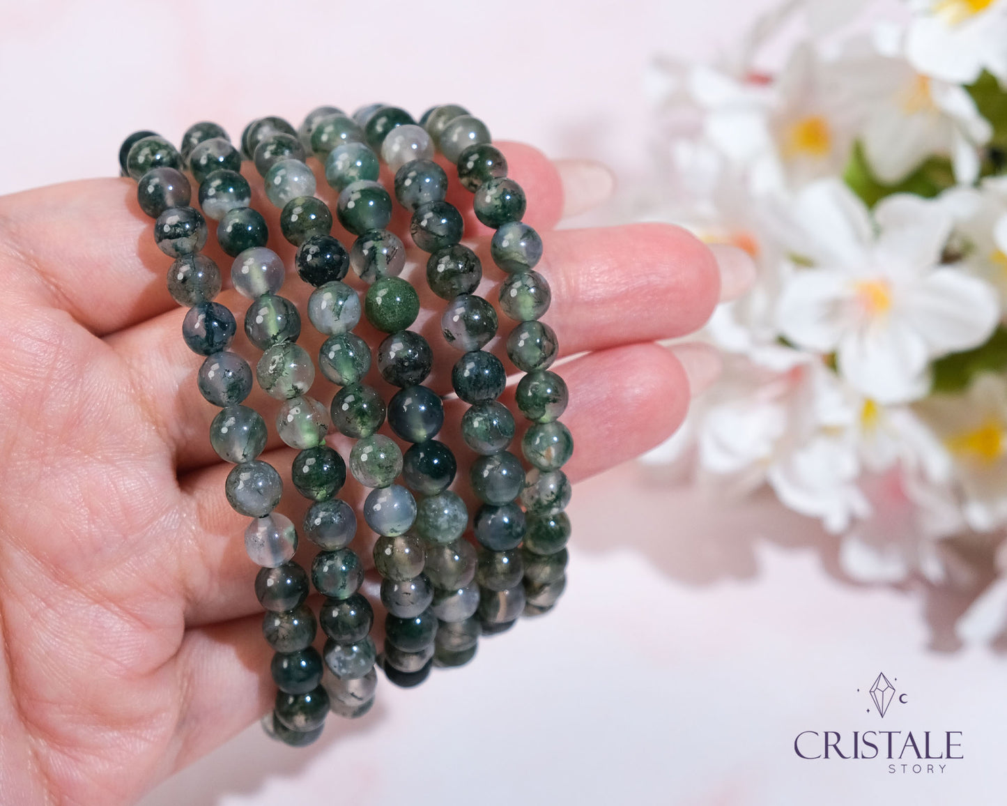 6mm Moss Agate Bracelet