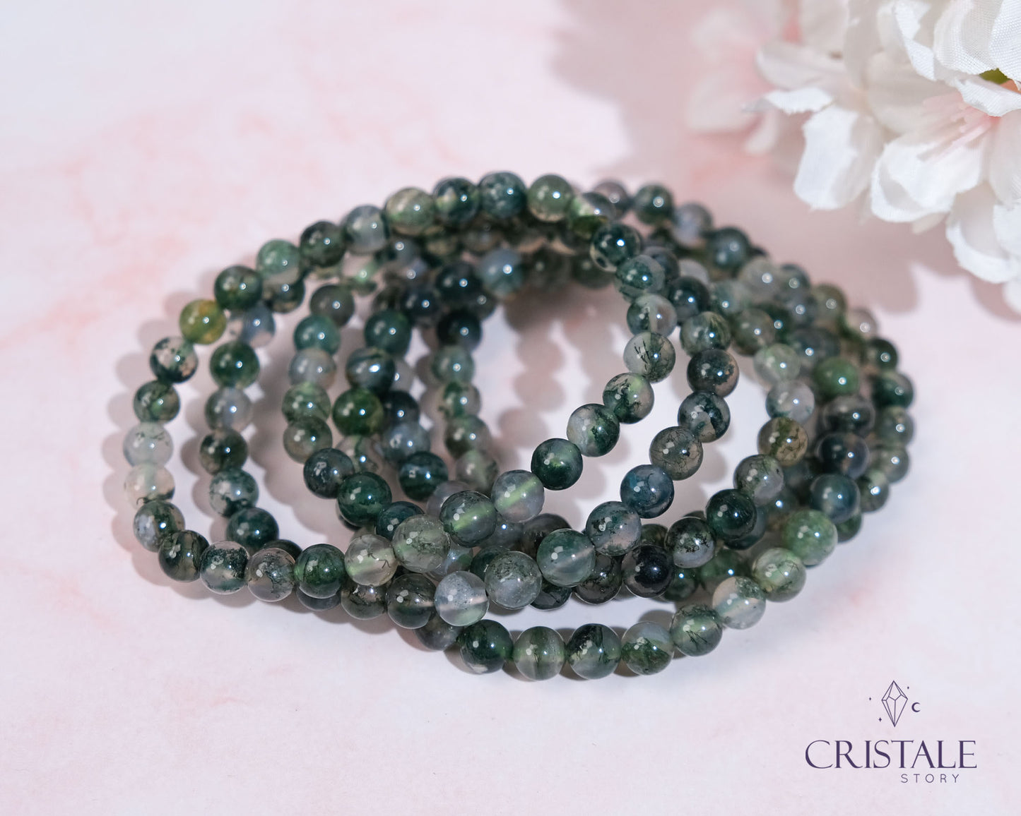 6mm Moss Agate Bracelet