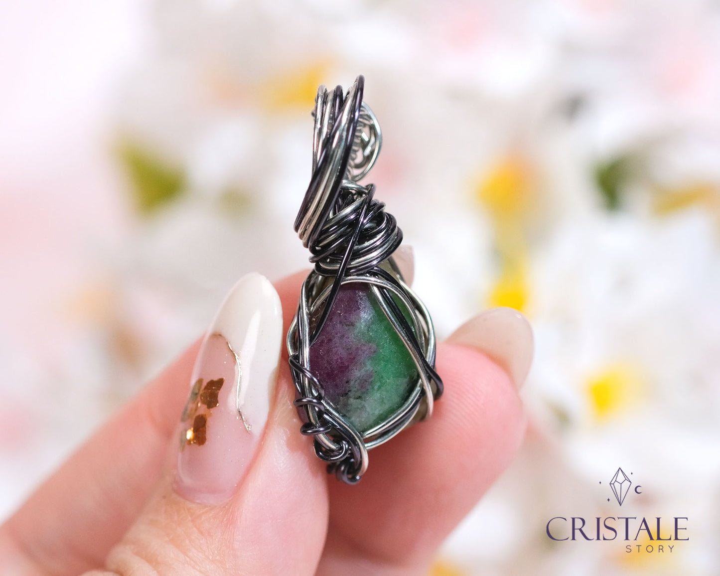 Ruby Zoisite & Tiger's Eye Wire Wrapped Pendant