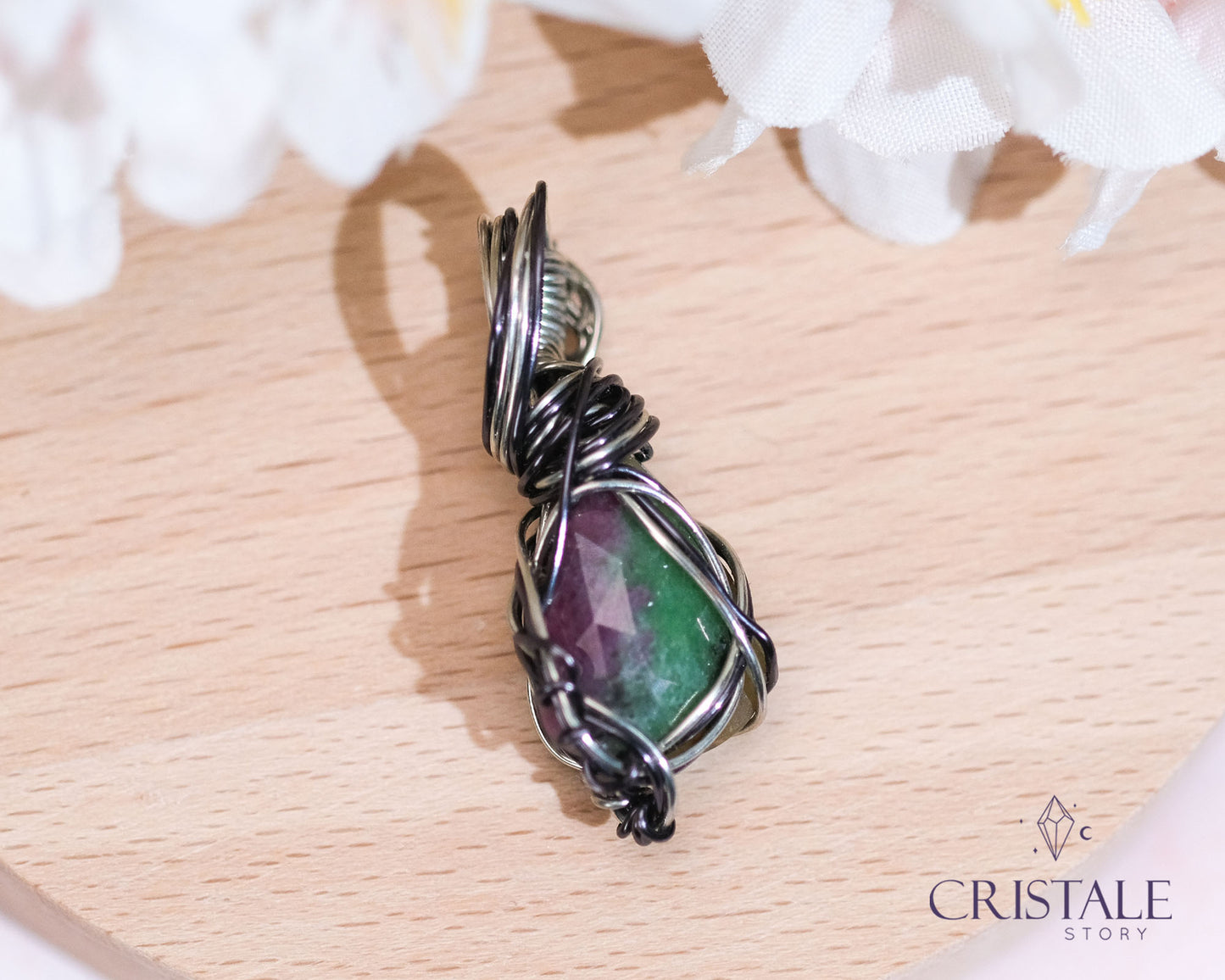 Ruby Zoisite & Tiger's Eye Wire Wrapped Pendant