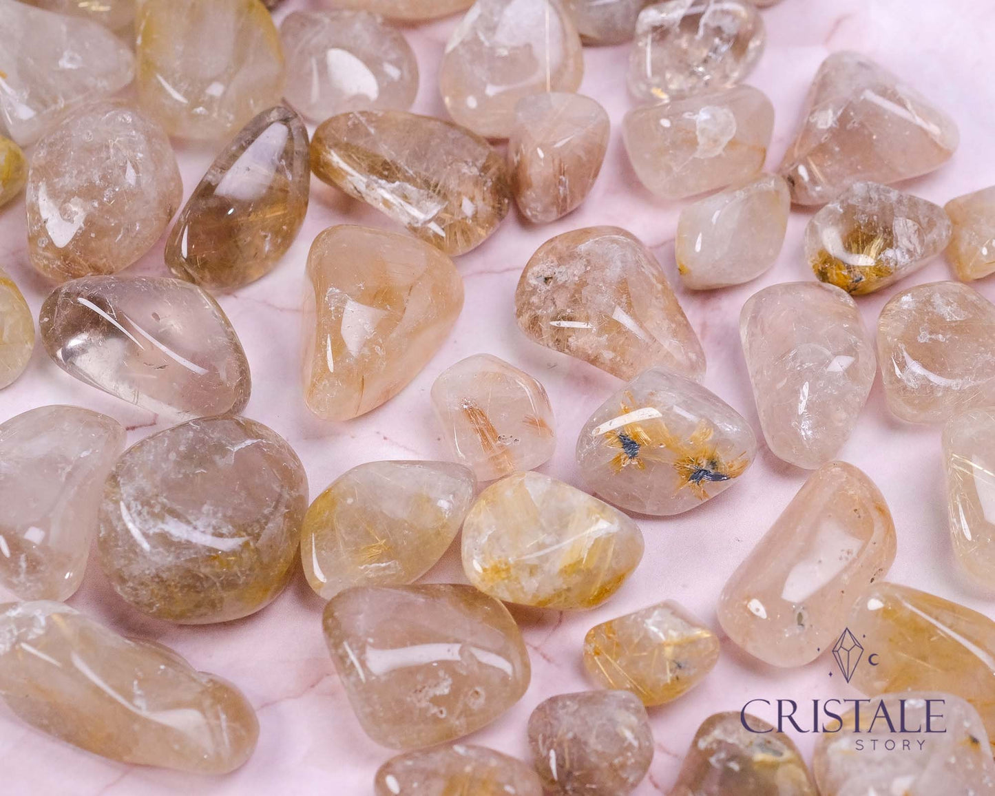 Golden Rutilated Quartz Tumbled Stones