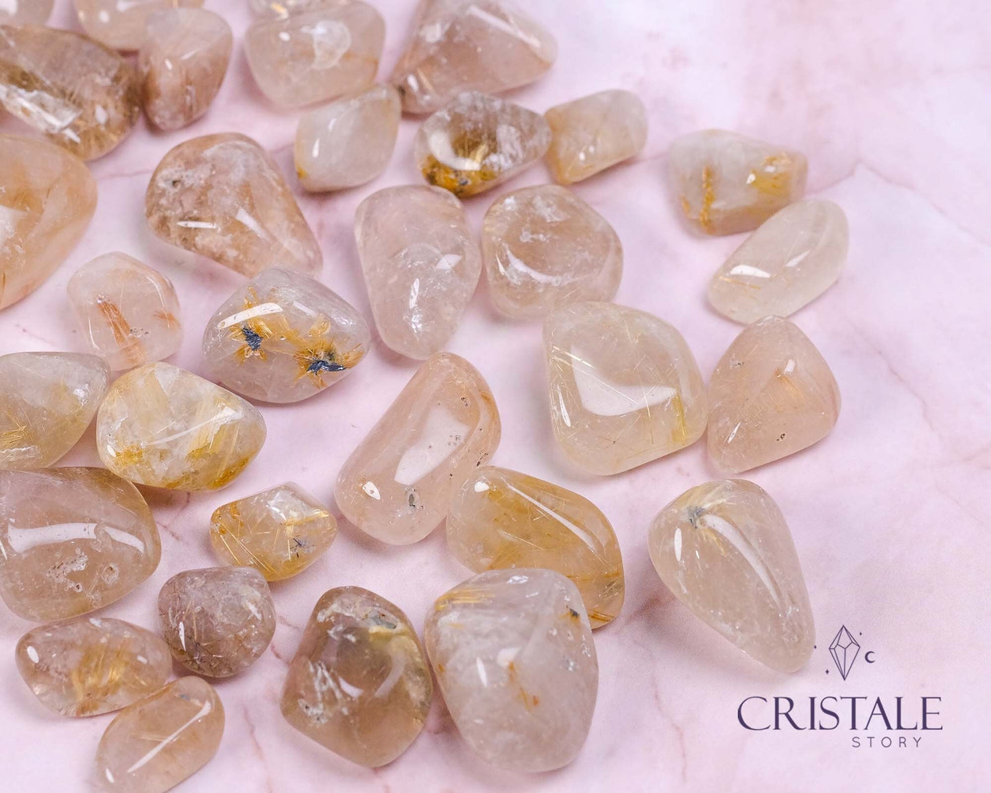 Golden Rutilated Quartz Tumbled Stones