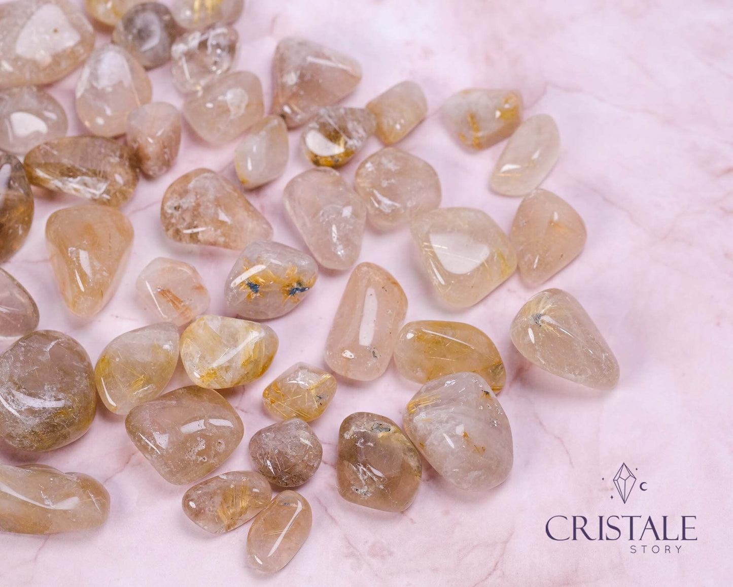 Golden Rutilated Quartz Tumbled Stones