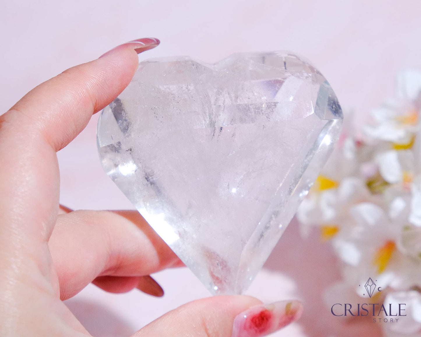 Clear Quartz Faceted Heart #1