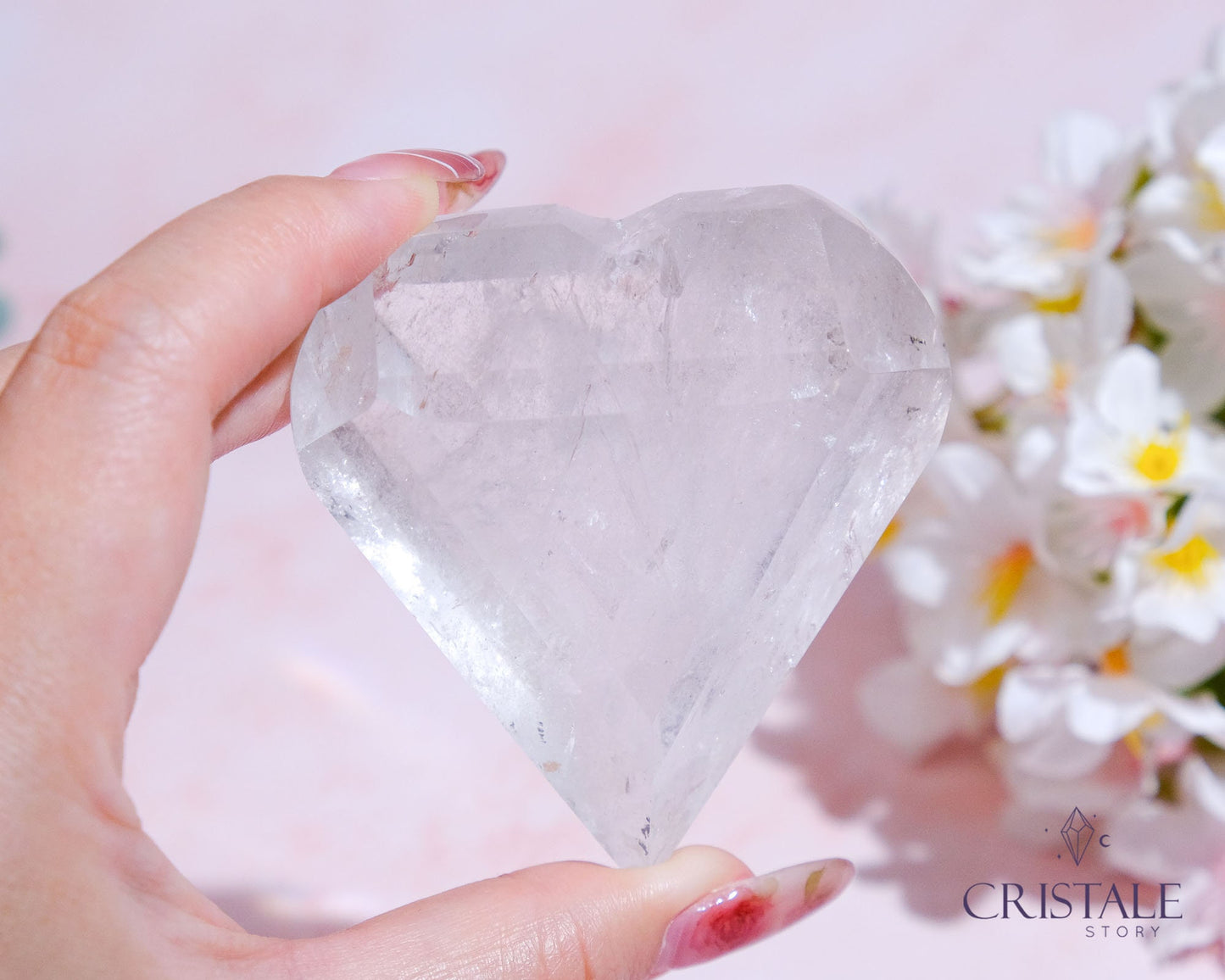 Clear Quartz Faceted Heart #1